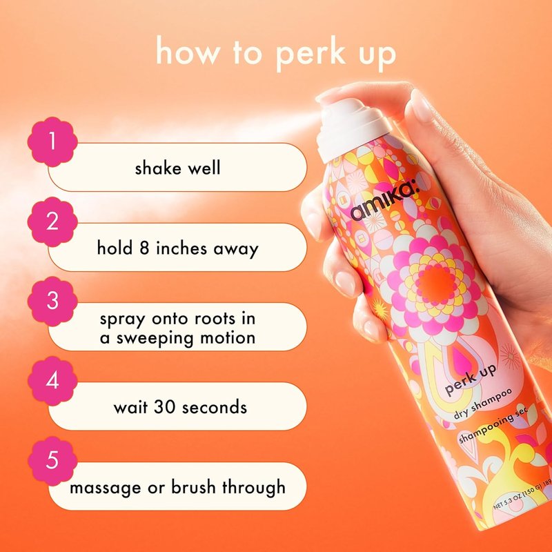Amika Perk Up Talc-Free Dry Shampoo - Refreshing Oil Absorption | No White Residue, Voluminous Lift for All Hair Types