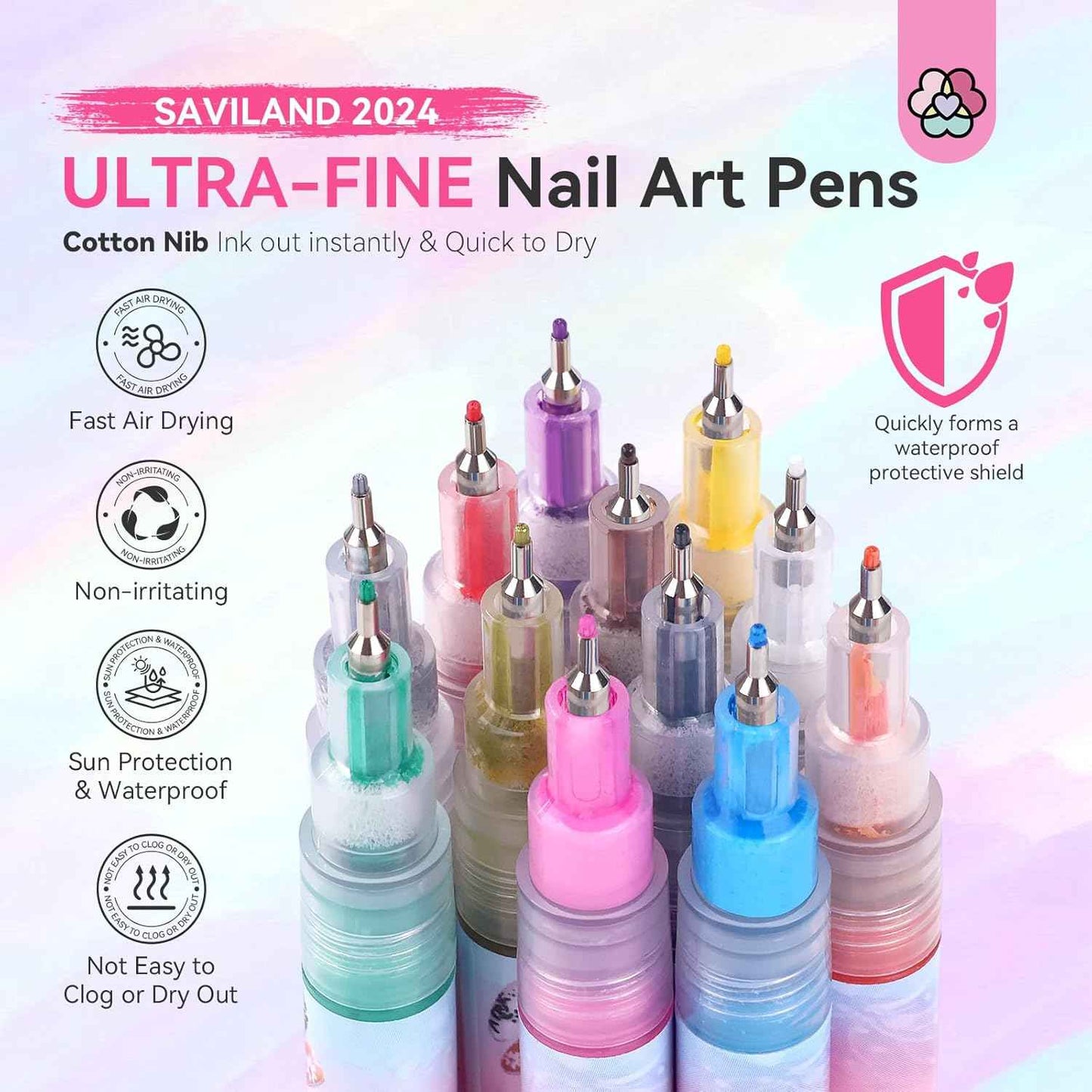 Nail Art Supplies Kit with 12 Color Nail Polish Pens & PU Leather Organizer Bag - Includes Nail Lamp & Manicure Tools