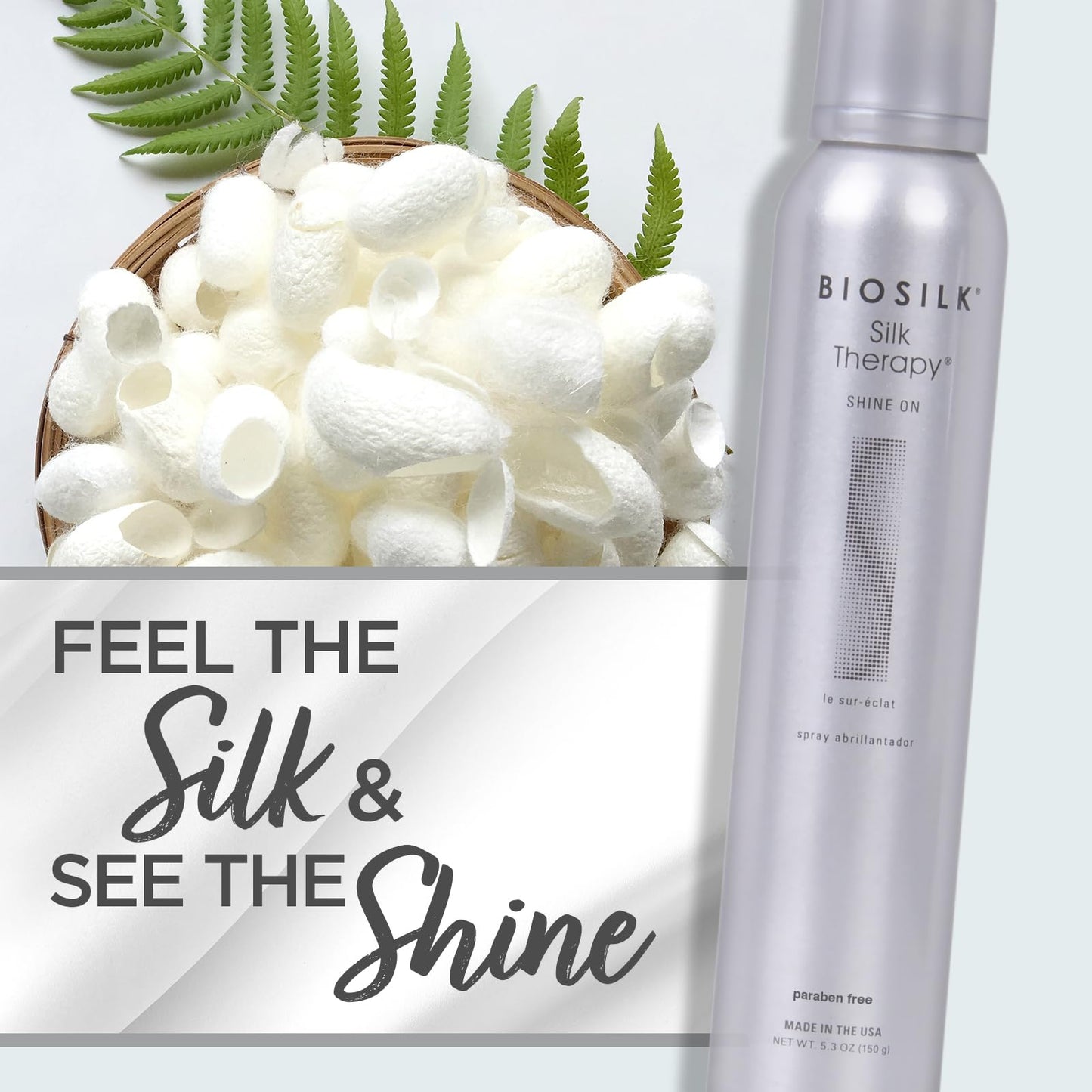 BioSilk Silk Therapy Shine On, Hairspray For Controlling Frizz & Providing Brilliant Shine, Sulfate, Paraben, & Cruelty-Free, 5.3 Oz