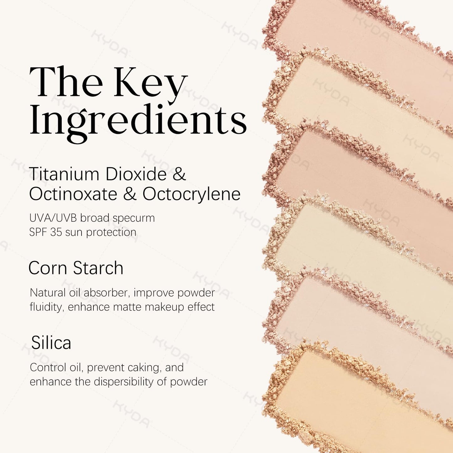 KYDA Mineral Powder, SPF 35, 4-in-1 Mineral Pressed Powder Foundation with Concealer and Setting, Matte Weightless Pressed Foundation, Light to Medium Coverage, #MEDIUM