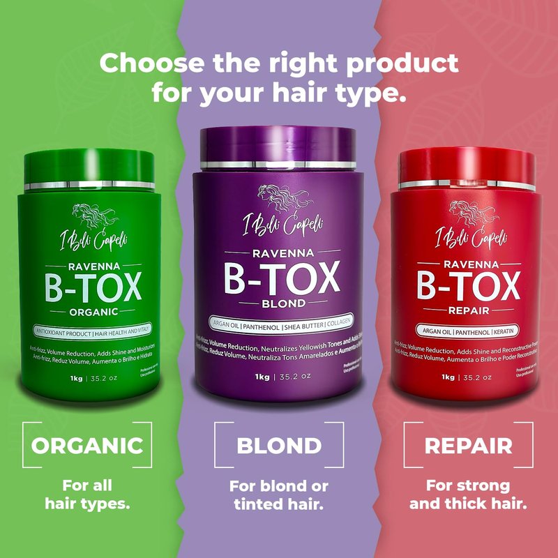 I Belli Capelli Ravenna Hair B-tox Treatment for Blond Hair, 35.2 oz (1kg) - Formaldehyde-Free, Anti-Frizz, Smoothing, Deep Hydrating and Moisturizing Action, Argan Oil, Keratin, Panthenol