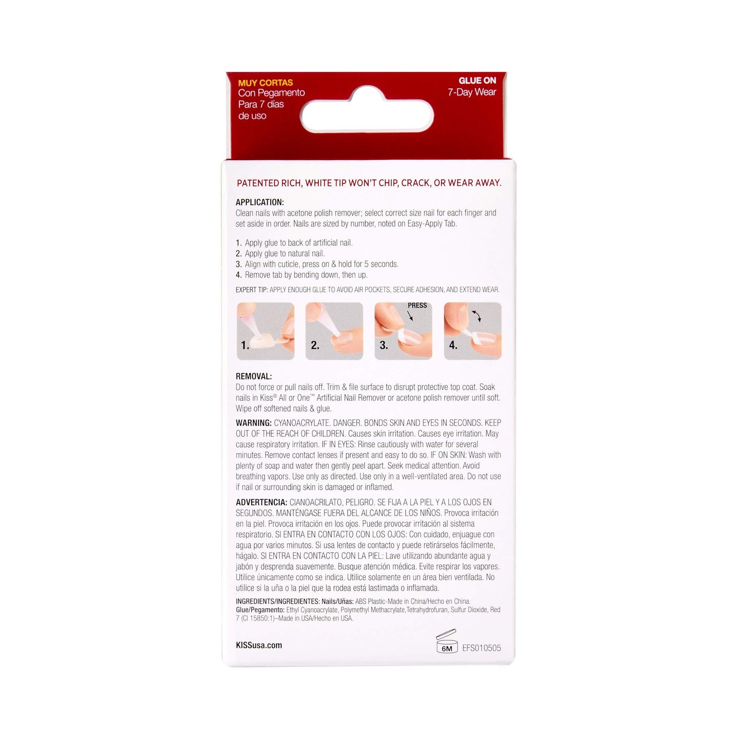 Kiss Everlasting French Tip 28 Full Nails Kit Real Short, String of Pearls EF09 (3-Pack)
