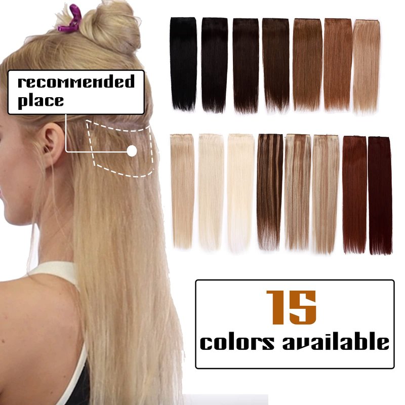 Benehair Clip-in Real Human Hair Extensions, One Piece Human Hair Extension, 3/4 Full Head with 5 Clips 1 Piece Hair Clip in for Women with Thinning Hair #1B Natural Black, 18Inch