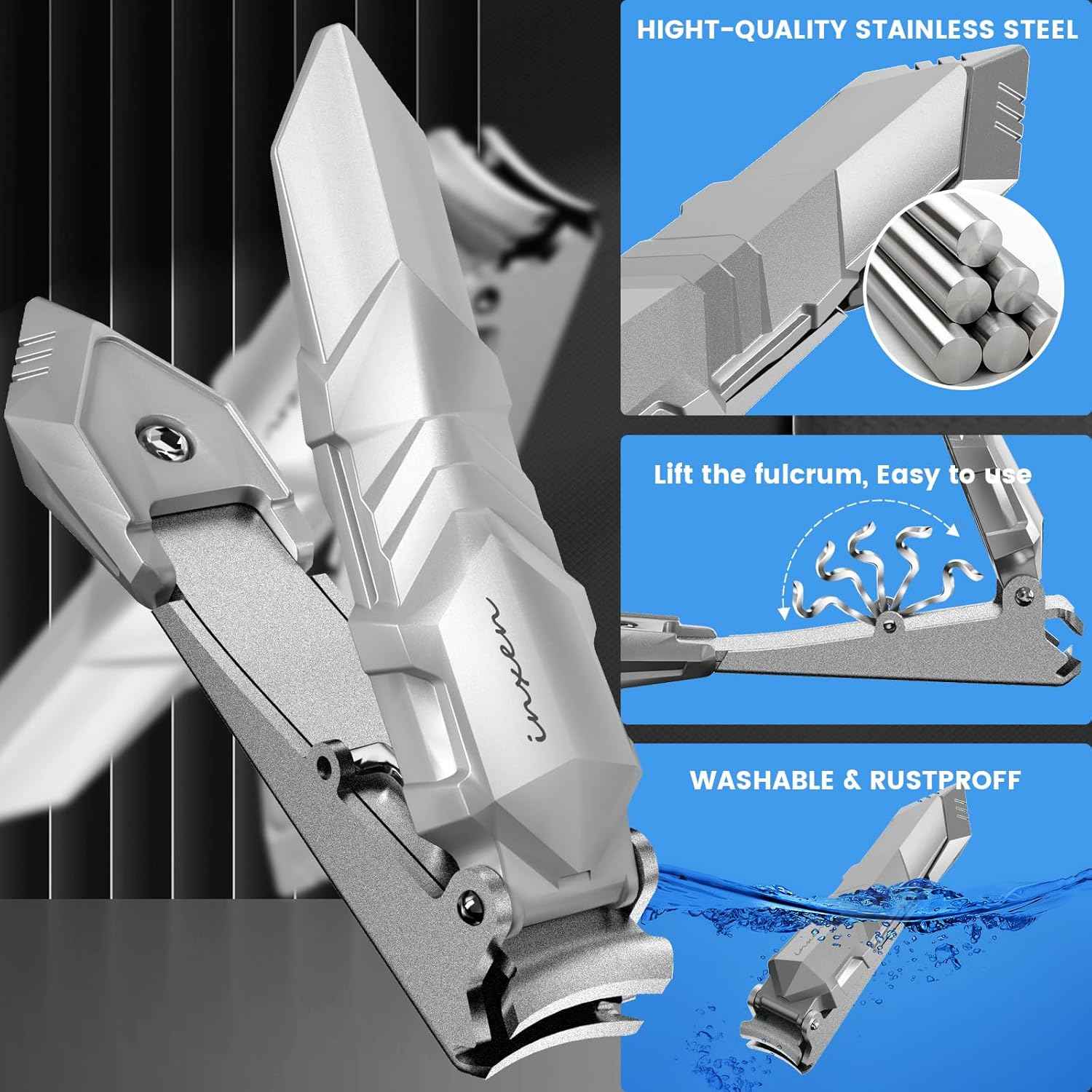 Heavy Duty Toenail Clippers for Thick Nails | Ergonomic Angled Nail Cutter for Seniors & Adults