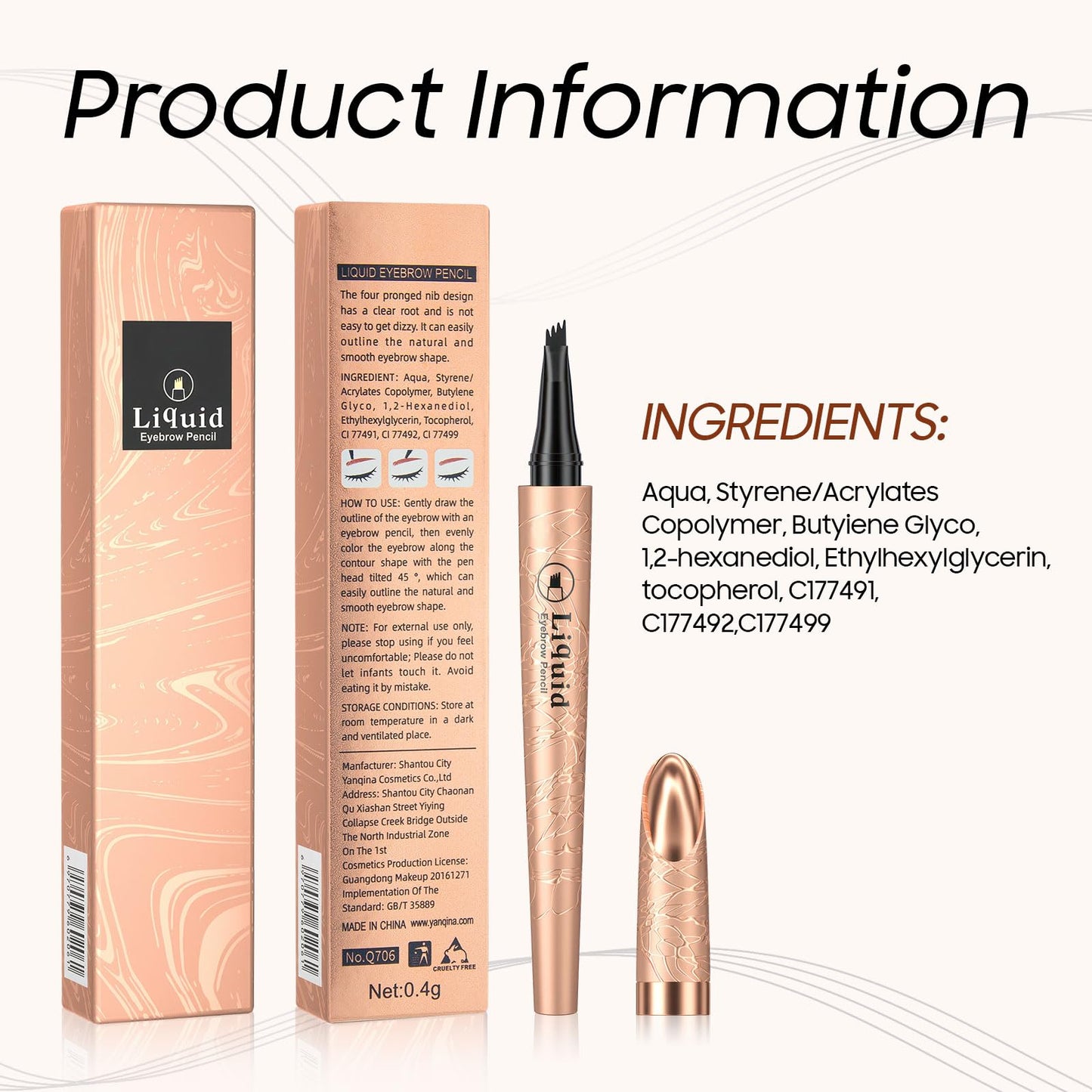 Eyebrow Pen - Eyebrow Pencils for Women, Long Lasting Waterproof Brow Pencil (Gray)
