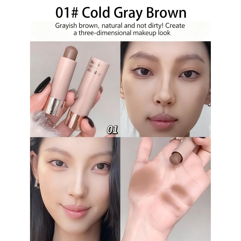 Cool Toned Creamy Contour Stick – Extra-Size Waterproof & Sweat-Proof Matte Bronzer for Fair Skin, Smooth Blendable Face & Nose Shading, Travel-Ready Long Wear Contour Stick (01#Cold Gray Brown)