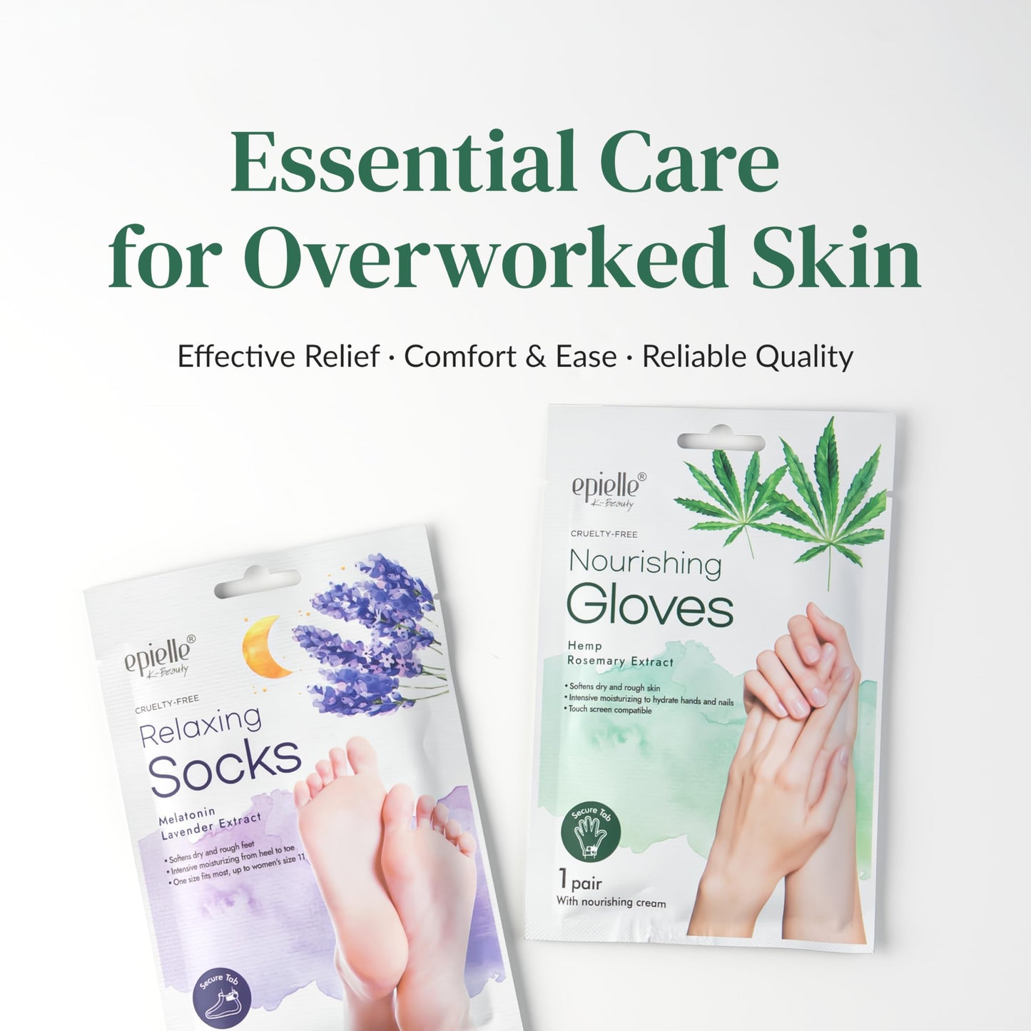Epielle Relaxing & Nourishing Hand & Foot Masks, Soften Dry, Overworked Skin, Self Care Gifts for Women, Spa Kit, 6 Moisturizing Gloves & 6 Moisturizing Socks
