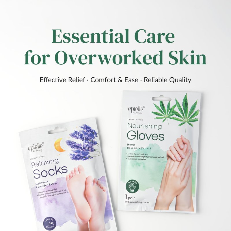 Epielle Relaxing & Nourishing Hand & Foot Masks, Soften Dry, Overworked Skin, Self Care Gifts for Women, Spa Kit, 6 Moisturizing Gloves & 6 Moisturizing Socks