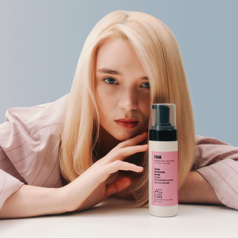 AG Care Foam Weightless Volumizer, Lightweight with Heat Protection for Fuller Looking Hair, 5 Fl Oz