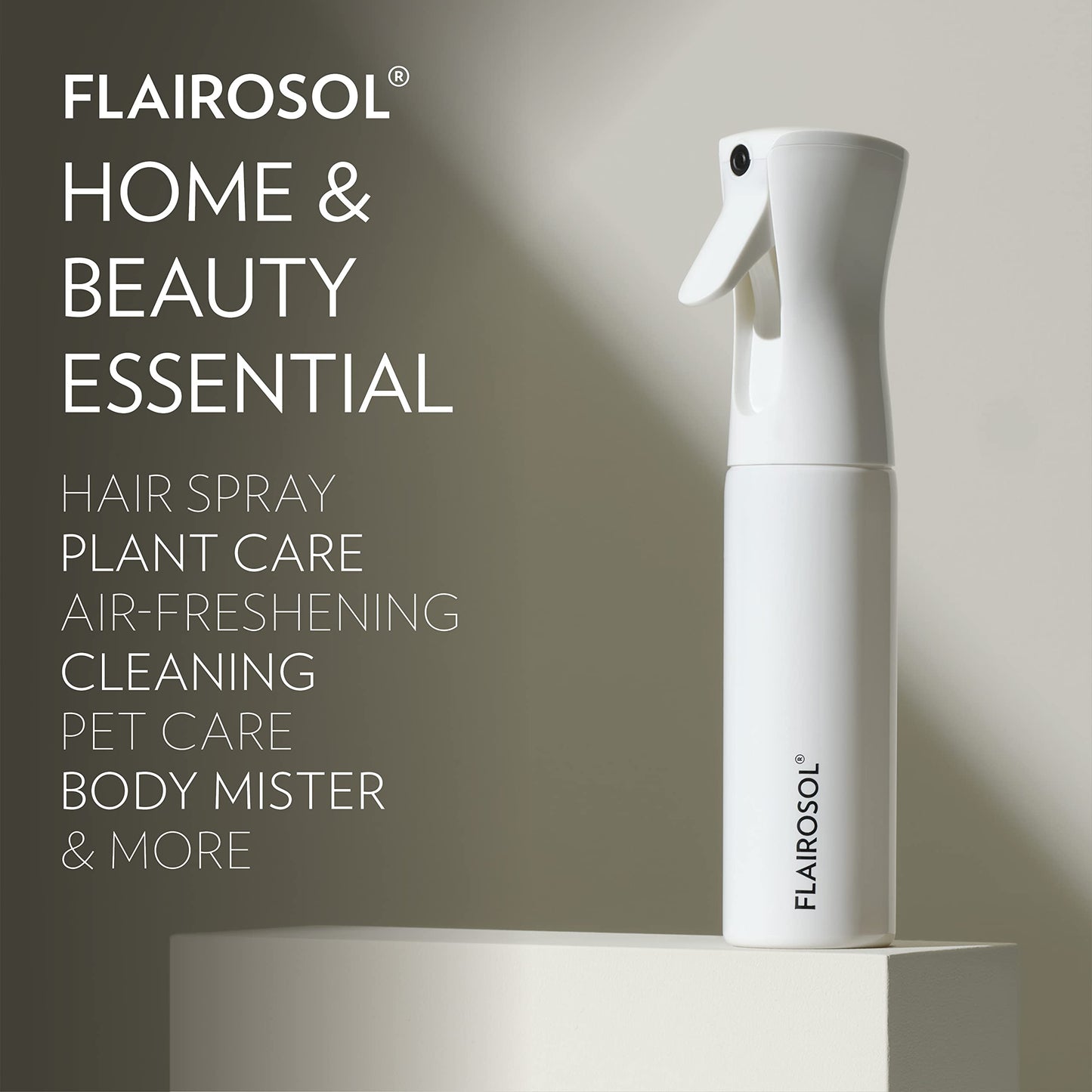 FLAIROSOL, The Original, 2 Pack Spray Bottle, Continuous Mister for Hair and Beauty, Home care and 1,001 uses, 10 oz, White Bottle