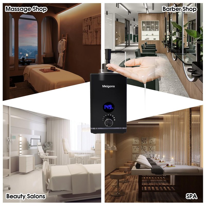 Oil Warmer for Massage, Massage Oil Warmer, Body Oils Heater for Spa, with Two Oil Bottle Dispenser, Adjustable Temperature (Black)
