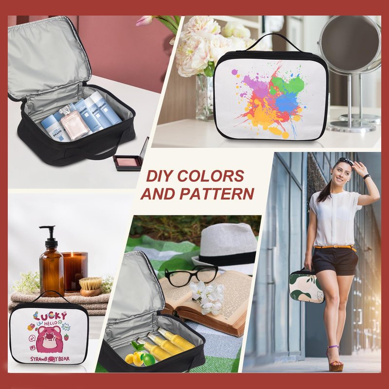 4pcs Sublimation Blanks Makeup Bag,Sublimation Blanks Cosmetic Bag Makeup Bag Bulk Travel Toiletry Bag With Zipper Pouch Insulated Lunch Bag Heat Transfer Removable Sublimation Bags for DIY Craft