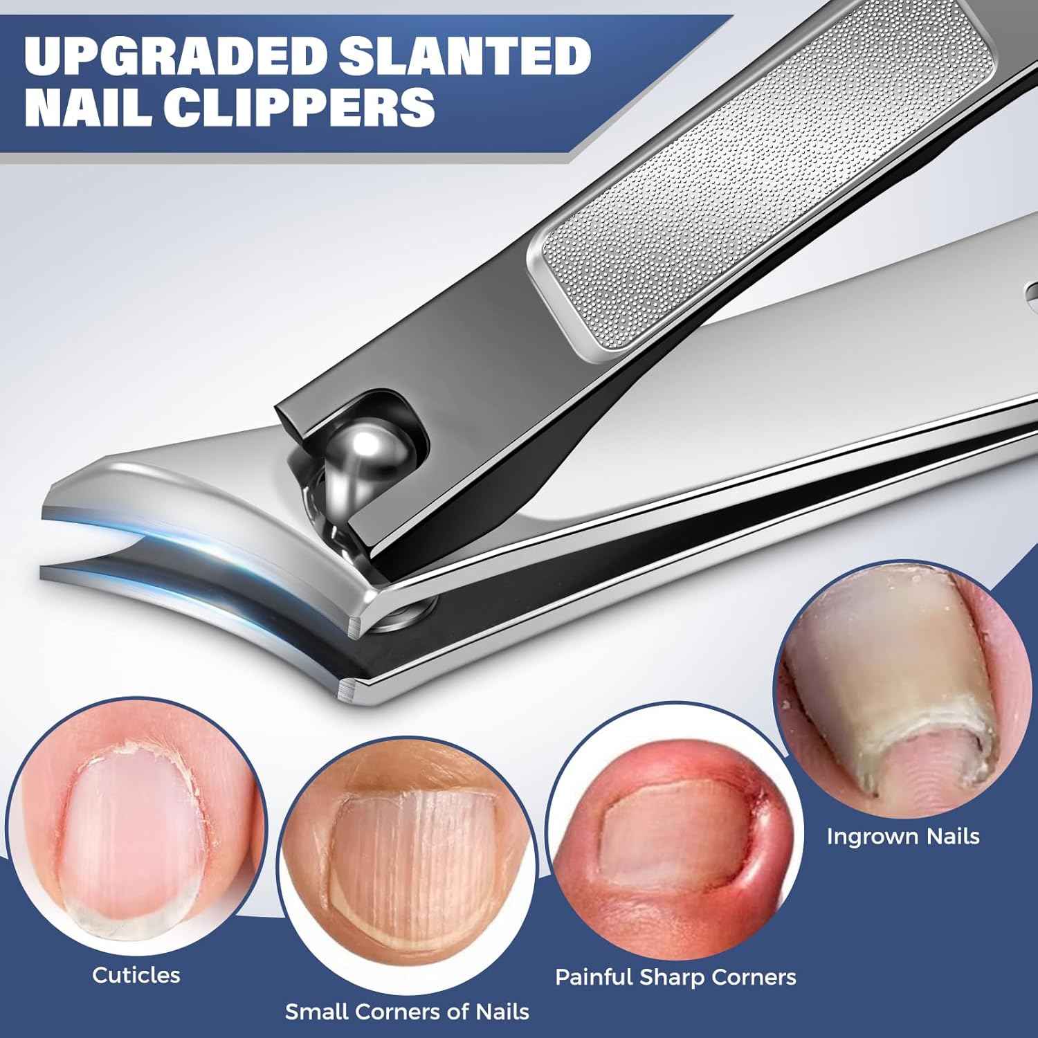Heavy-Duty Toenail Clippers Set for Thick Nails - Angled Head & Wide Jaw for Seniors