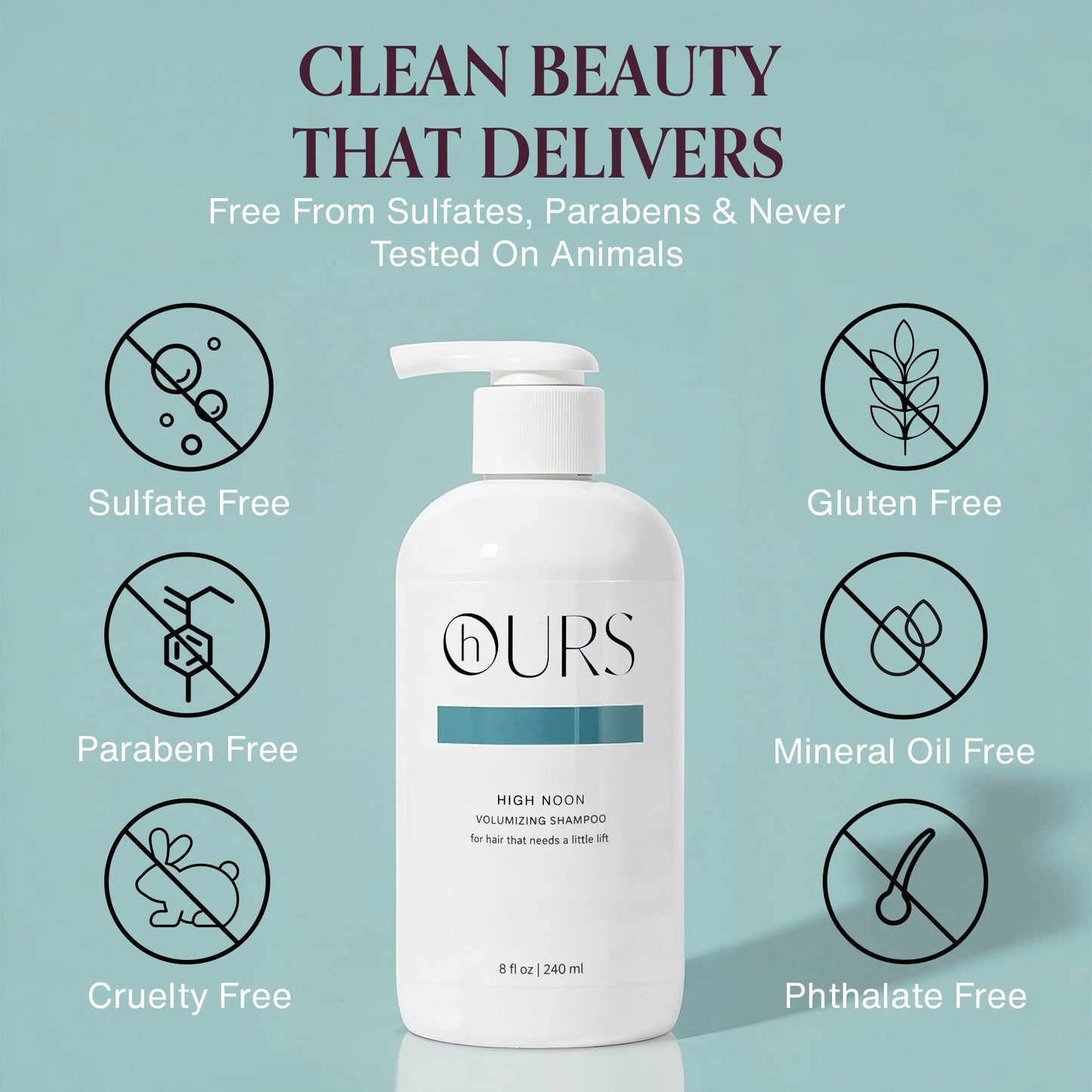 hOURS High Noon Volumizing Shampoo for Fine & Thin Hair - Weightless Sulfate-Free Cleanser with Pea Protein & Arginine - Boosts Fullness, Strength & Body - Color-Safe Formula for Lifted Hair 8oz
