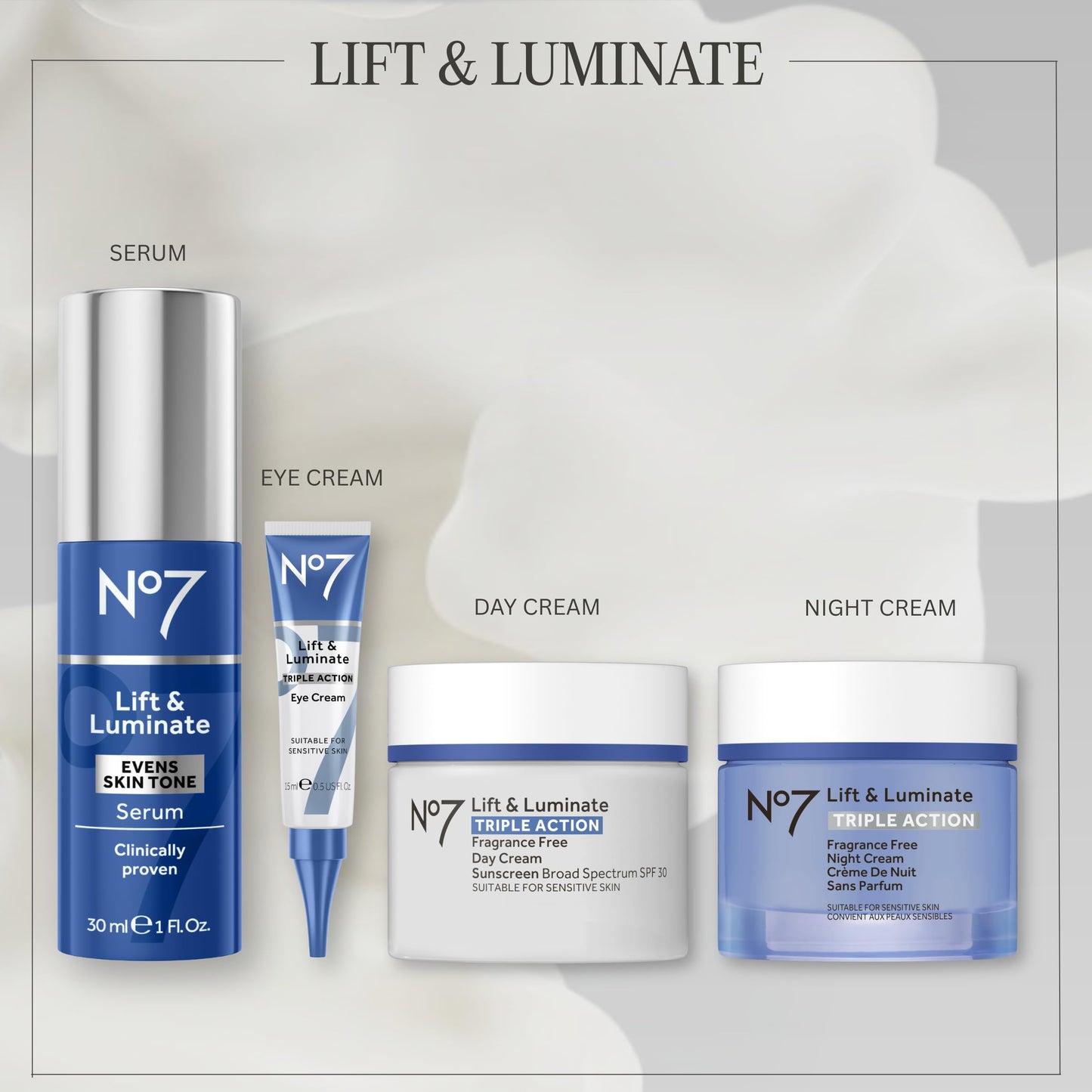 No7 Lift & Luminate Triple Action Face Cream - Fragrance Free Face Moisturizer with SPF 30 - Formulated with Anti Aging Collagen Peptides & Brightening Complex (1.69 Oz)