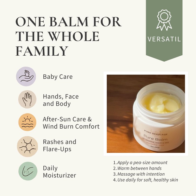 Pure Tallow Balm – Grass-Fed Skin Moisturizer for Sensitive, Dry & Reactive Skin | Natural Nourishing Balm for Face, Hand & Body | Family-Safe, Natural Ingredients | 2oz