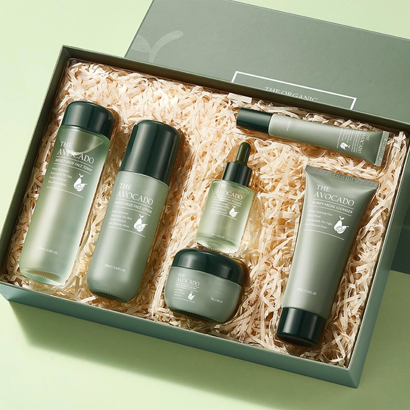Avocado Facial Set - 6PCS, Cleansing to Lotion to Rich Cream, Korean, Anti-Aging Women's Gift