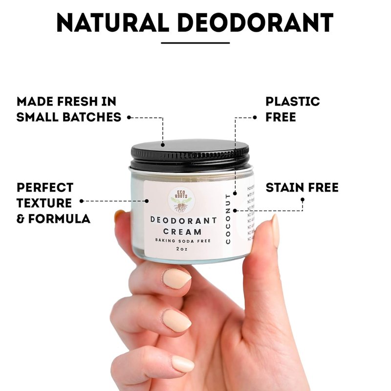 Natural Deodorant Cream for Women & Men - Organic, Aluminum-Free, Vegan | Coconut Scent, Baking Soda Free