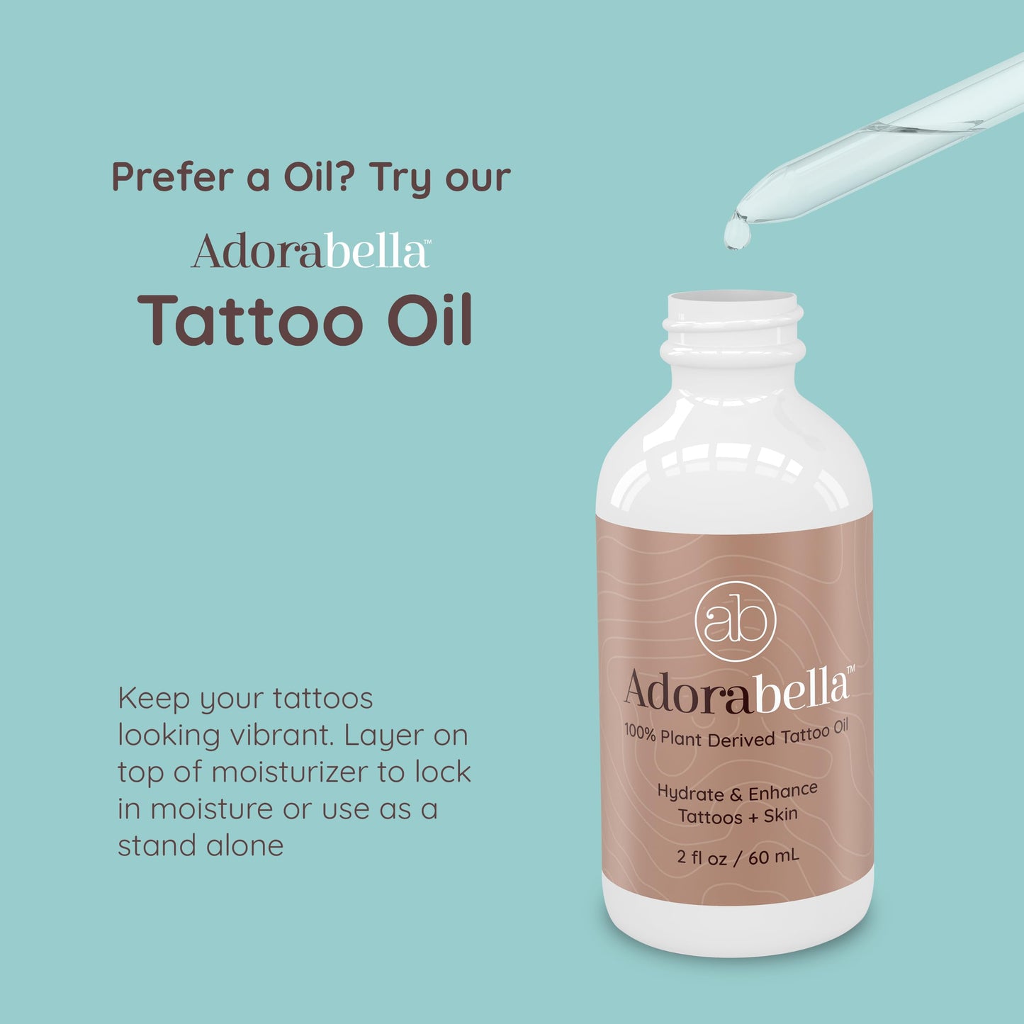 ADORABELLA Vegan Tattoo Balm Aftercare for All Skin Types - Enhances Brightness, Moisturizes, & Protects Tattoo while Boosting Skin Texture, Large 3.4 Oz