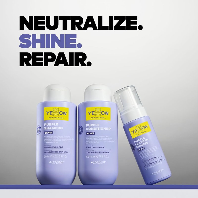 Alfaparf Milano Purple Shampoo - Anti-Yellow Neutralizing Formula for Cool Blonde & Gray Hair | 16.9 fl oz