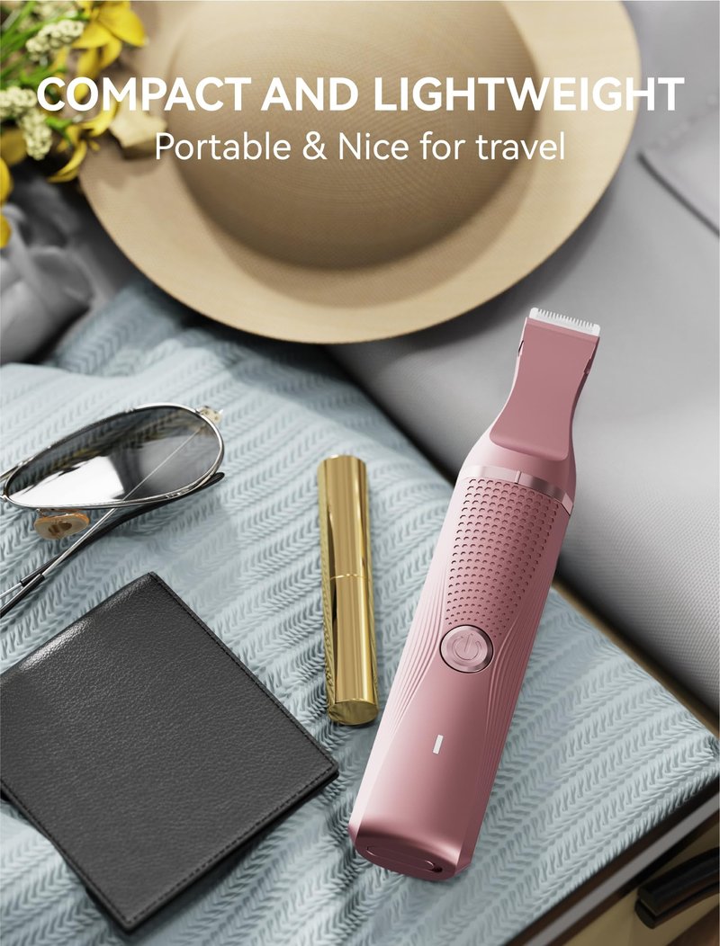 Pubic Hair Trimmer for Women-Unibono Bikini Trimmer, Replaceable 3-in-1 Electric Razors for Women, Electric Shaver in Poweverful Motor, Waterproof Personal Trimmer Groomer for Body Hair (Rose Gold)