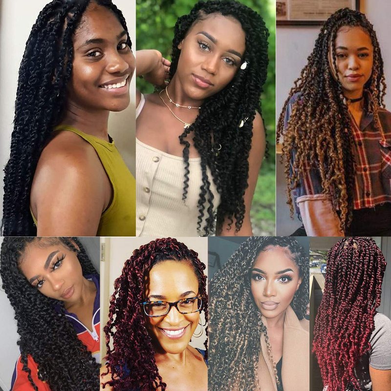 Leeven 22 Inch Pre-twisted Passion Twist Crochet Hair 3 Tones 8 Packs Ombre Brown Bohemian Crochet Passion Braids Hair for Passion Twist Braiding Hair With Curly Ends 96 Strands (1B/30/27#)