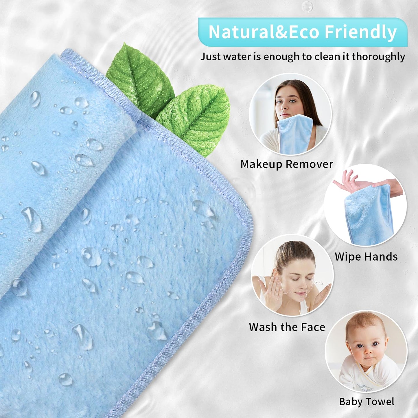 my novel things Makeup Remover Cloth Reusable Makeup Remover Towels, Makeup Washcloths for Face, Soft & Washable Coral Fleece Microfiber Towel