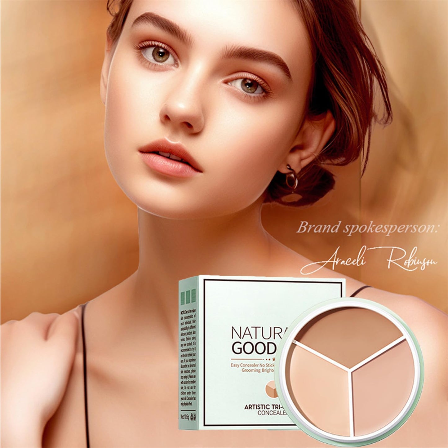 Artistic Tri Color Concealer Palette Waterproof Tri Color Foundation Cover Full Coverage Face Concealer Makeup Highlight Contour Palette (2 Pack)