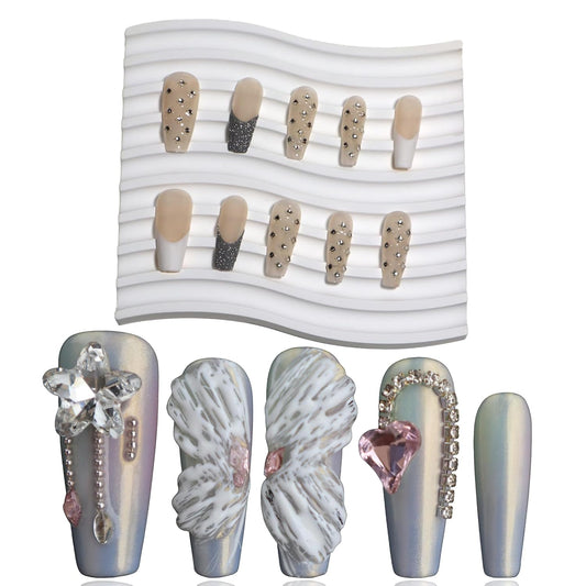 COOLYOUNG Handmade Coffin Press on Nails Set - 'Dream Angels' & 'Starry Sky' Bundle