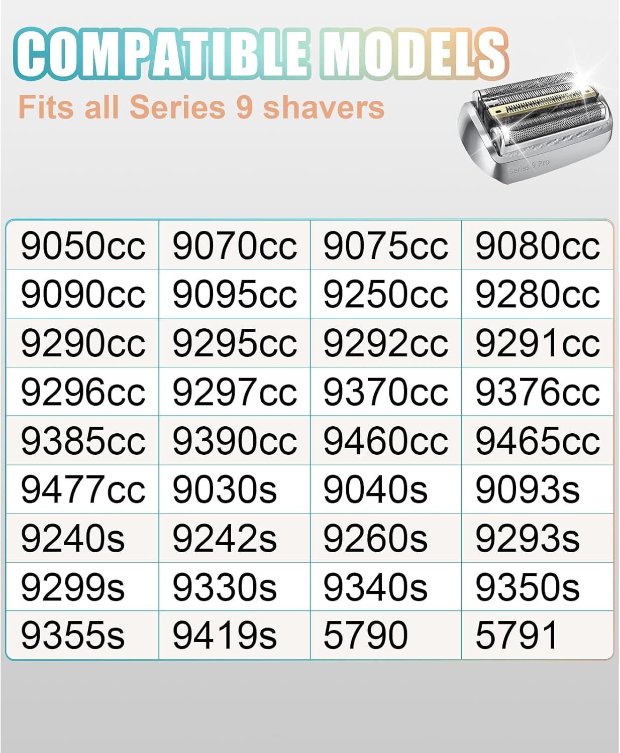 94M Series 9 Shaver Replacement Head Compatible with Braun Series 9 Electric Razors 9291cc, 9370cc, 9293s, 9385cc, 9390cc, 9330s, 9296cc (3 pcs)