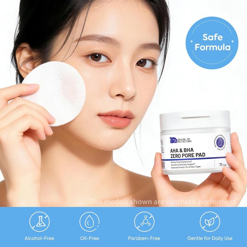 Glycolic Acid Pad with AHA & BHA, Exfoliating Toner Pads for Face – Zero Pore Refining Pads for Skin Texture, Oil Control, Acne, Dark Spots & Gentle Resurfacing, 70 Pad