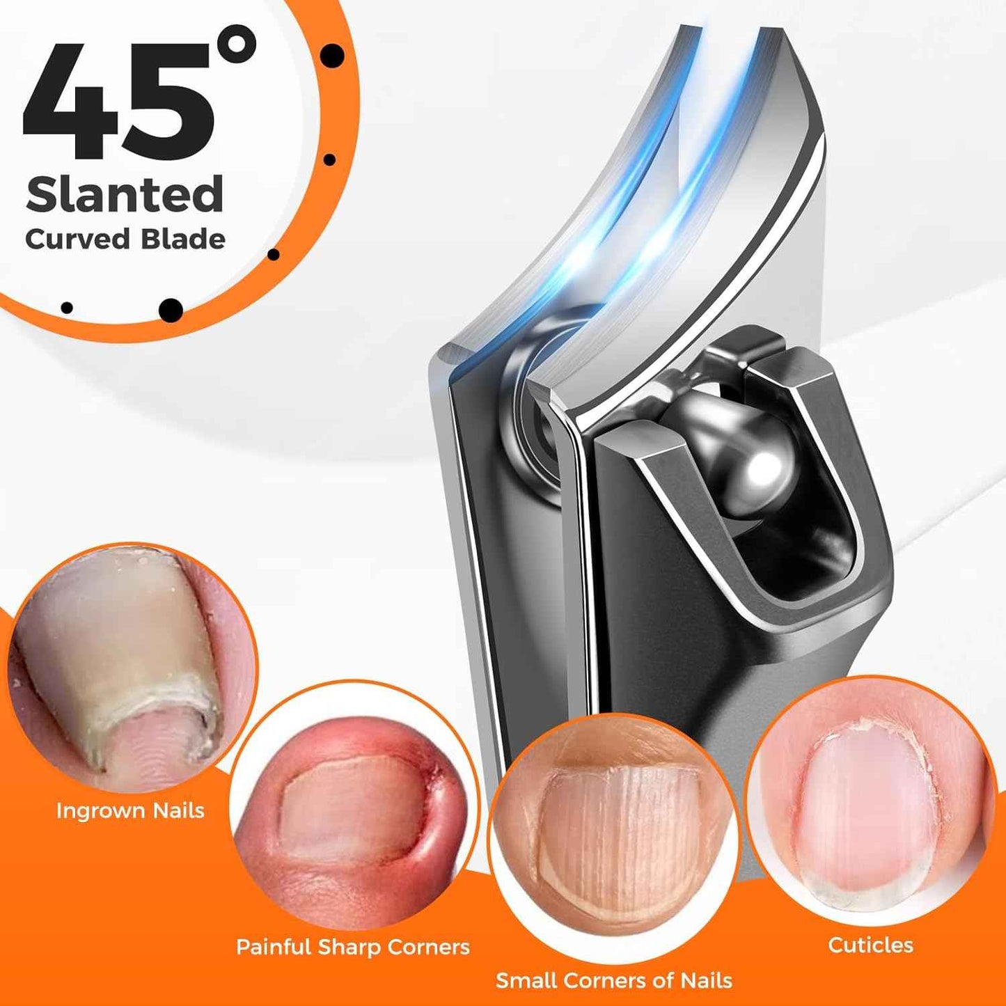Thick Toenail Clippers for Men & Seniors - Wide Opening Ingrown Nail Cutter with Catcher