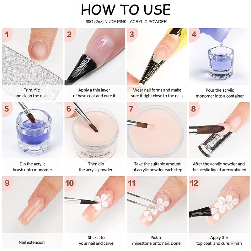 Monomer Acrylic Nail Liquid 6oz for Acrylic Powder - Professional 180ml Monomer Acrylic Nail Liquid Acrylic Powder,Acrylic Nail Extension 3D Nail Art - MMA Free,Quick Dry Time Acrylic Nail Liquid