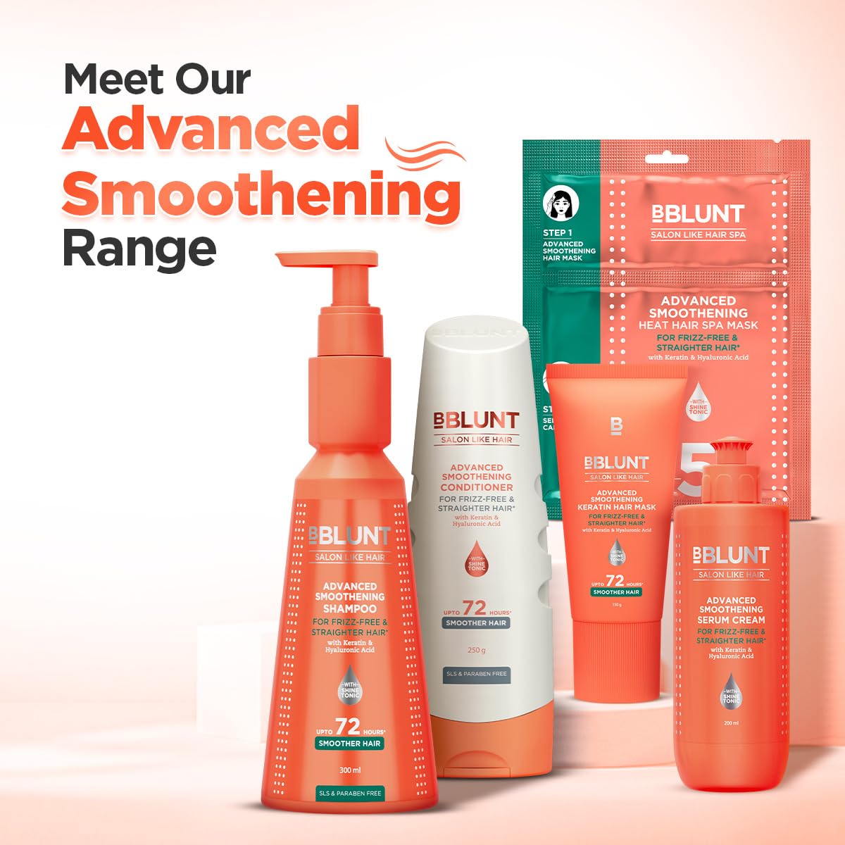 BBLUNT Advanced Smoothening Conditioner With Keratin & Hyaluronic Acid - 250 Grams Makes Hair Frizz-Free & Straighter Deeply Nourishes Adds Spectacular Shine For Unisex