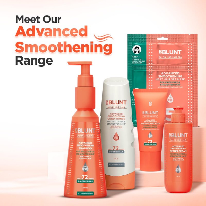 BBLUNT Advanced Smoothening Conditioner With Keratin & Hyaluronic Acid - 250 Grams Makes Hair Frizz-Free & Straighter Deeply Nourishes Adds Spectacular Shine For Unisex