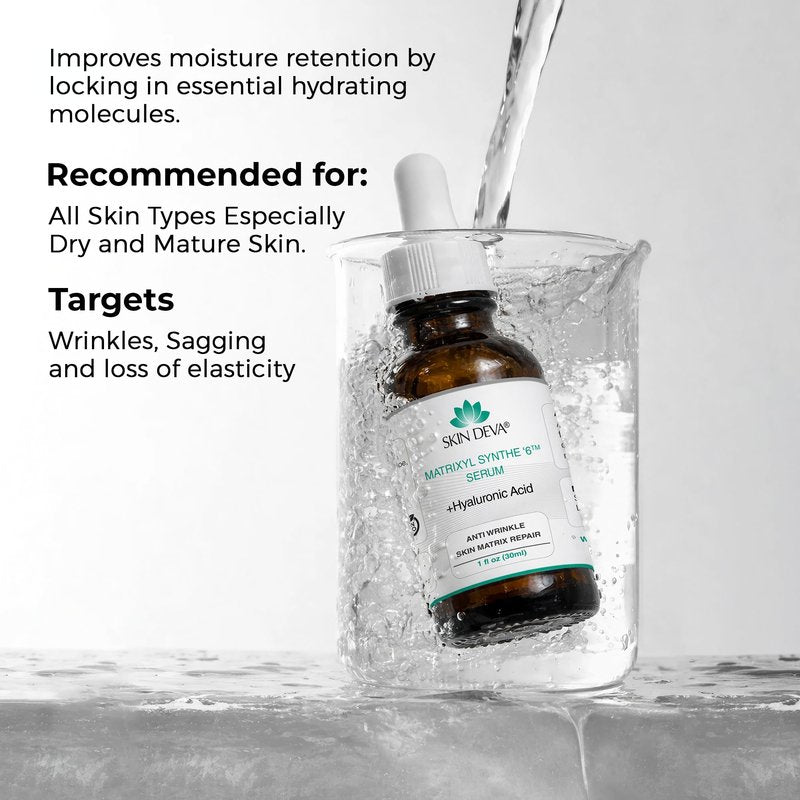 SKIN DEVA Matrixyl Synthe 6 Hyaluronic Acid Serum Anti Aging Serum Facial Serum Shrinks Pores and Keeps Skin Hydrated