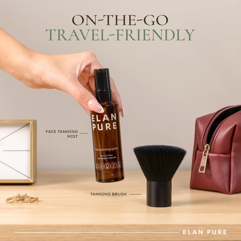 Elan Pure Face Tanning Mist, Organic Ingredients, Sunless Self Tanner, Bronzing, Hydrating, Streak-Free, Long Lasting Glow