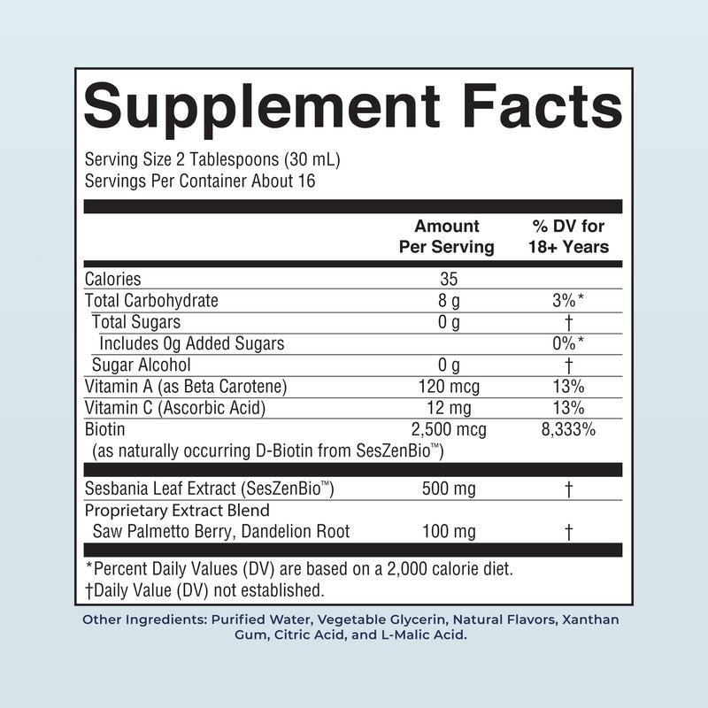 MARYRUTH'S Daily Liquid Hair Formula | With 500 mg SesZenBio™ + 2,500 mcg Biotin | Vitamin C | Thicker, Stronger Hair for Women | Hair, Skin, & Nail Health | Collagen Production | 16 Fl Oz