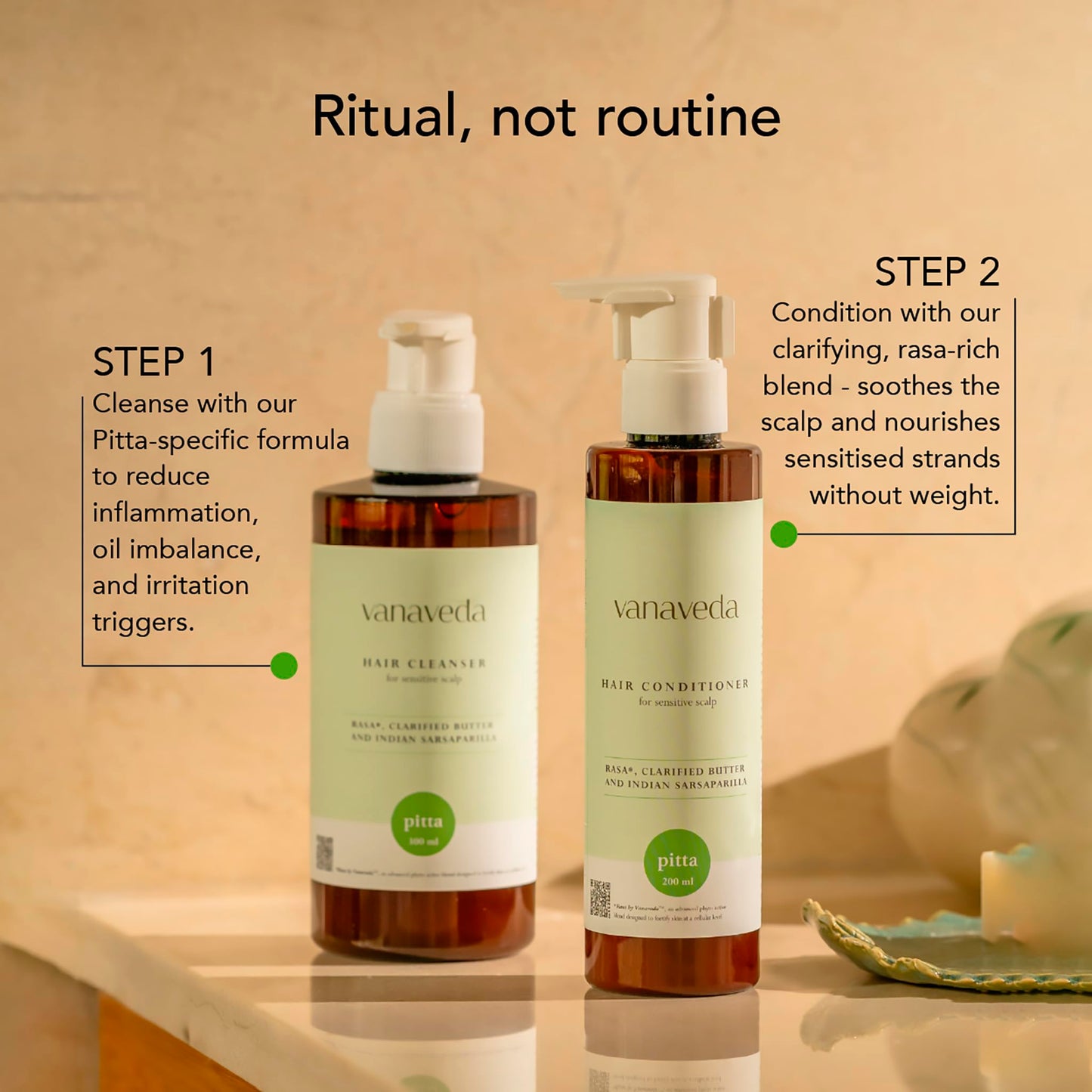 Vanaveda Hair Conditioner Pitta - Lightweight, Calming Conditioner for Sensitive Scalp & Fine Hair, Softens & Restores Shine