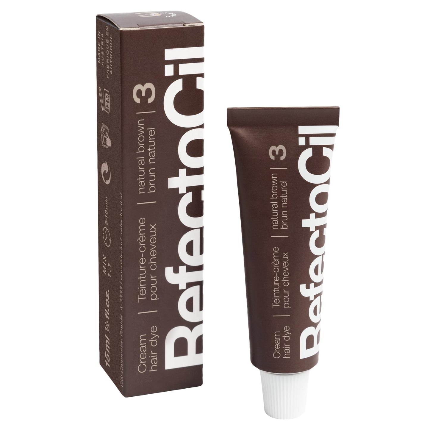 RefectoCil Cream Hair Dye 2-Pack – Black (#1) + Natural Brown (#3)
