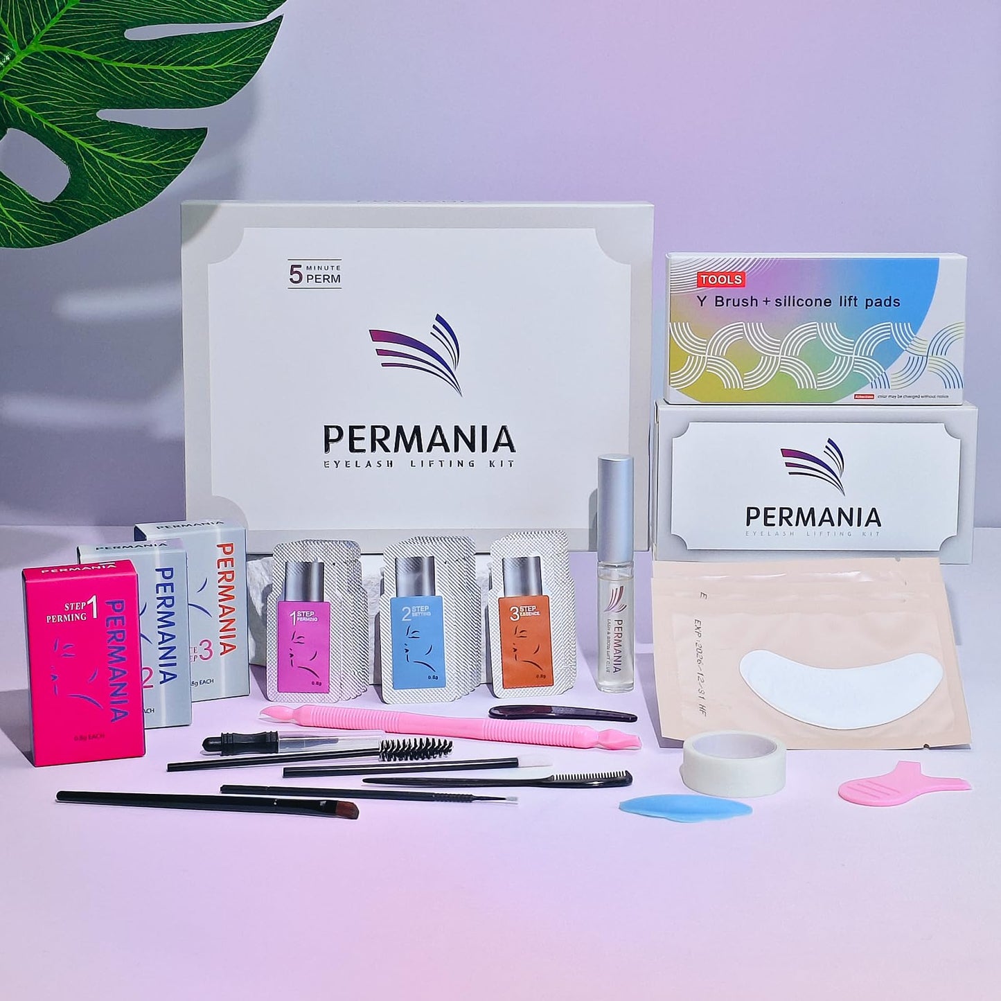 PERMANIA Eyelash Lift Kit, Natural Curling and Lifting Effect Lash Lift Kit & Brow Lamination Kit Fast Perming with Easy Instructions