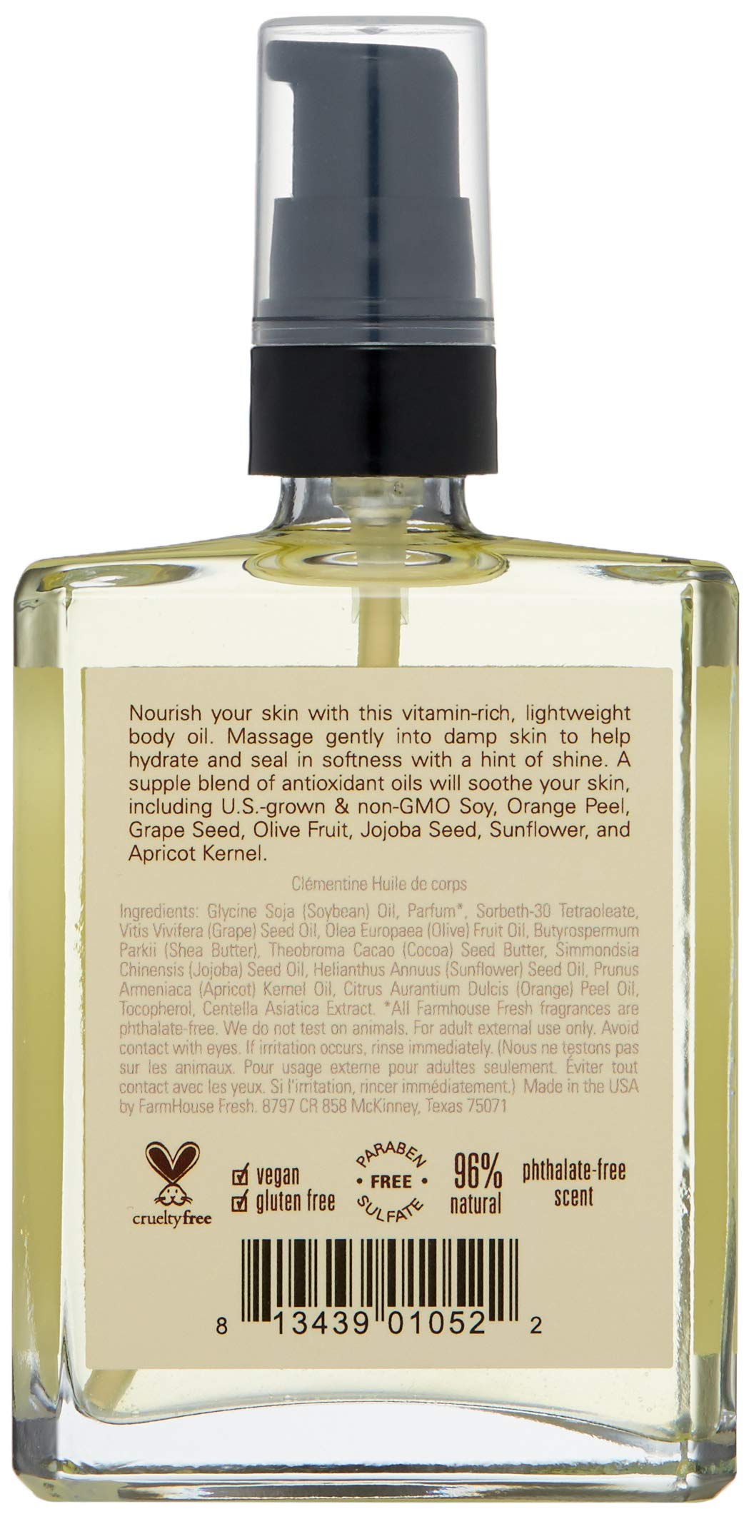 FarmHouse Fresh Clementine Body Oil, Orange, 4 Fl Oz (Pack of 1)