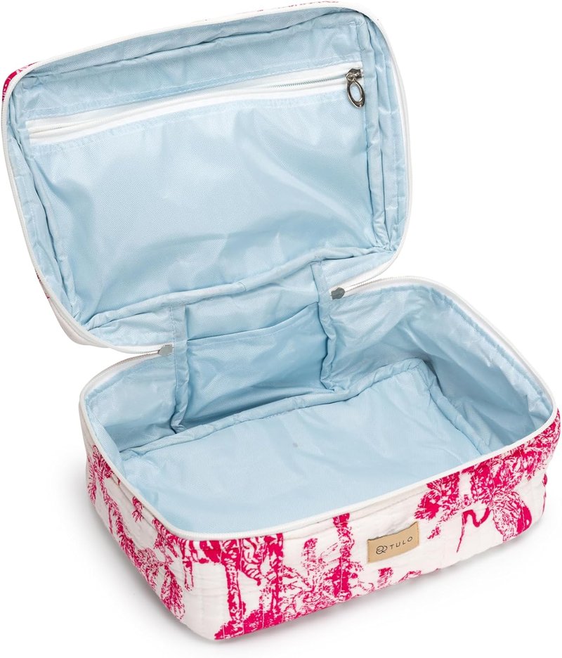 Blockprint Makeup Bag - Large Waterproof Organizer | Stylish Boho Toiletry Pouch for Women