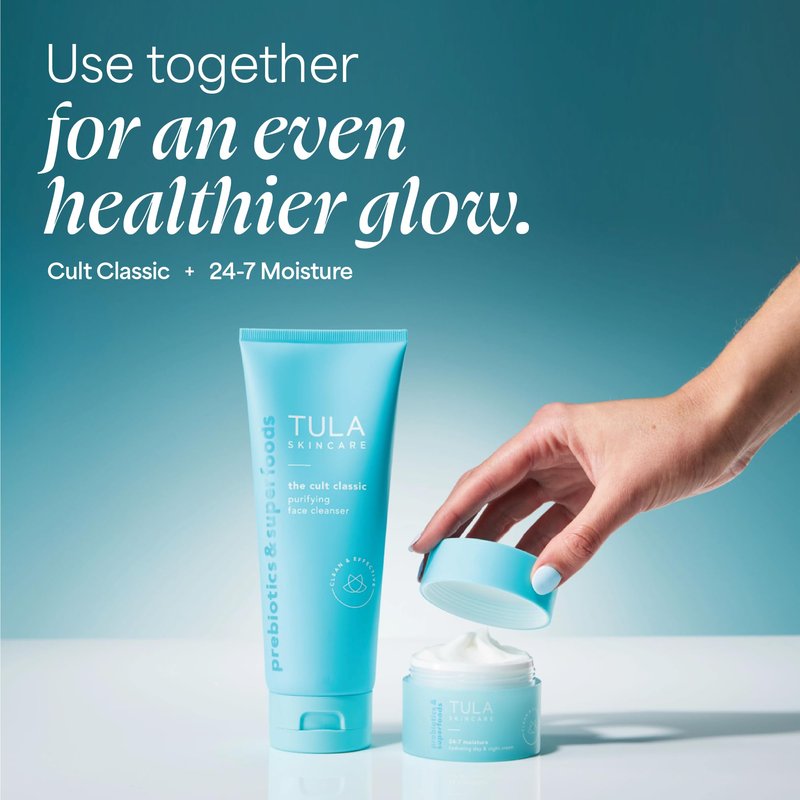 TULA Skin Care Cult Classic Purifying Face Cleanser, Full and Travel Size Duo - Gentle and Effective Face Wash, Makeup Remover, Nourishing and Hydrating, Set of 2