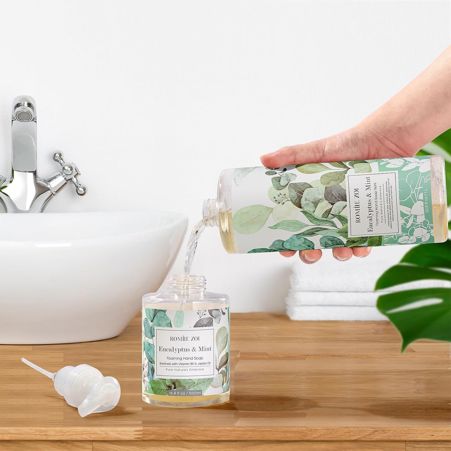Tomato Vine Foaming Hand Soap Refill Set – 3 Pack (33.8 Fl Oz Each) – Chemical-Free & Moisturizing with Refillable Dispenser for Kitchen & Bathroom