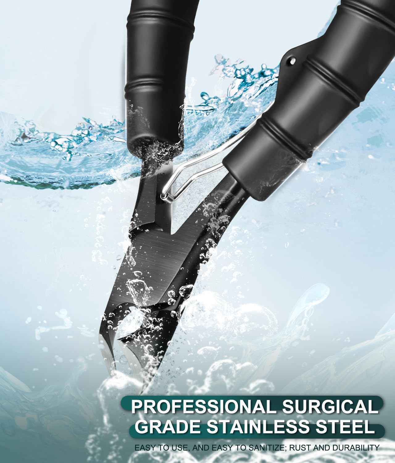 Ingrown Toenail Tool Kit with Wide Jaw & 360° Rotating Long Handle Clipper