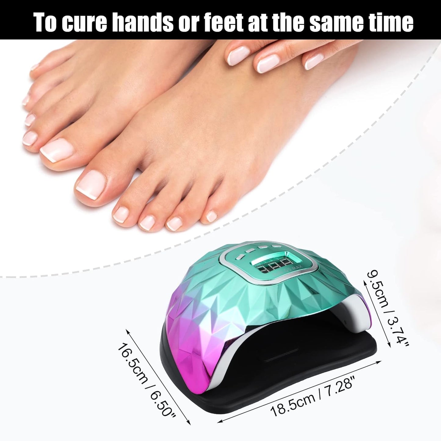 200W Portable UV-LED Nail Lamp with Sensor & 4 Timers - Fast Curing Gel Dryer