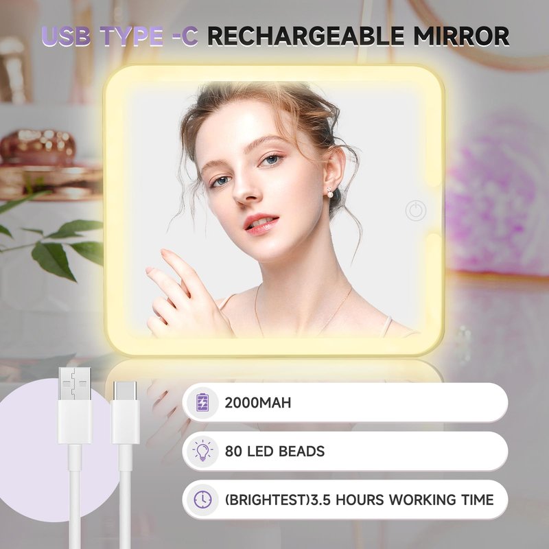 Leeora&Leekoo Makeup Box with Lighted Mirror,Portable Makeup Train Case Organizer (Pink)