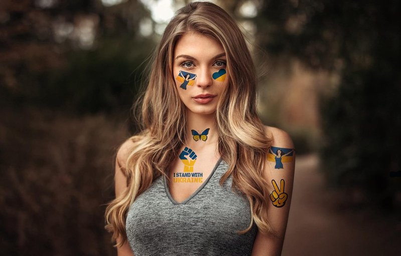 Ukraine Temporary Tattoos - 8 Patriotic Designs, Blue & Yellow | Non-Water Resistant for Adults