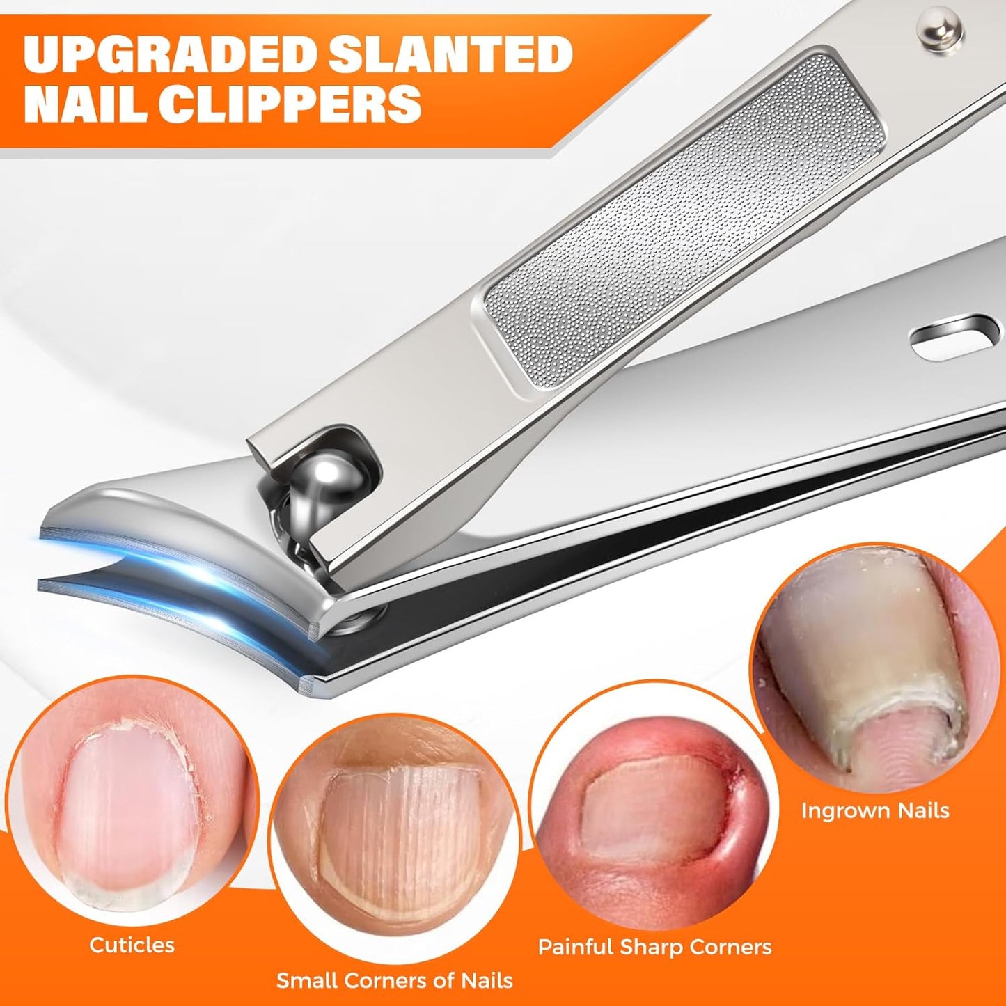 Long Handled Toenail Clippers for Seniors - Angled Head, Wide Jaw for Thick Nails